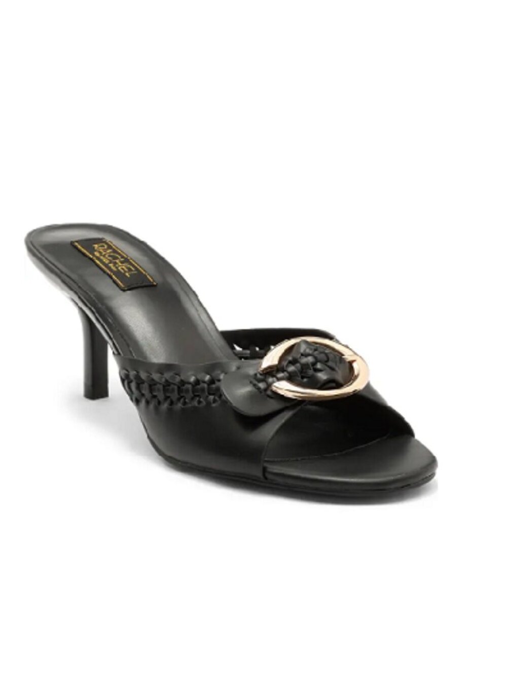 Rachel Rachel Roy Maggie Womens Buckle Black Slide Sandal Heels Size 7 New w/Tag